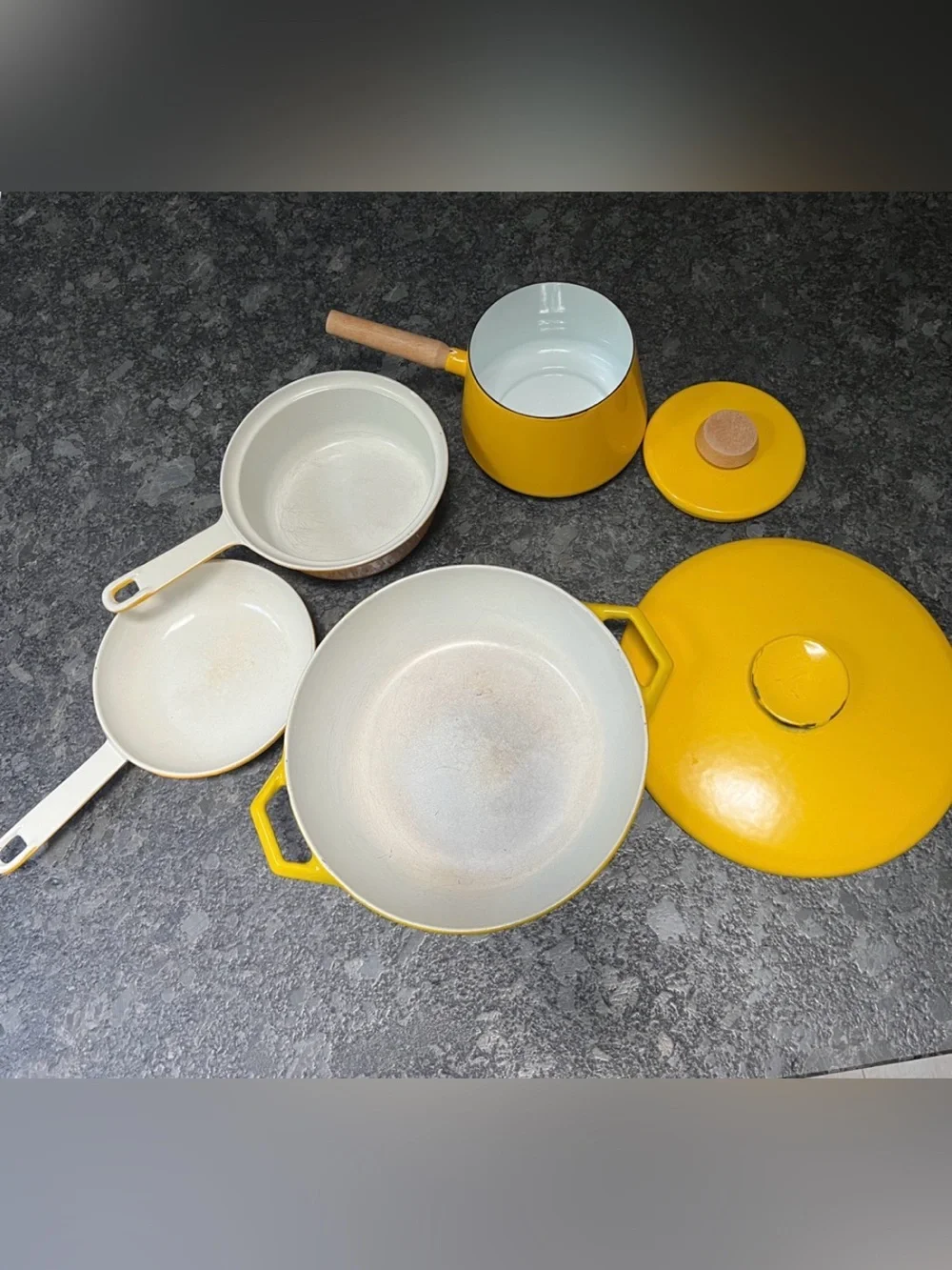 6 Piece Yellow Enamel Steel Aluminum Pots Pans